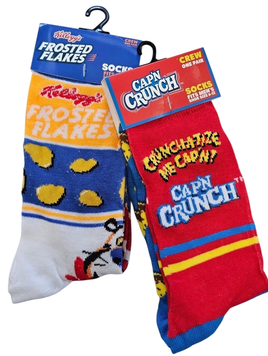 Other - Novelty Men's Crew Socks, Frosted Flakes And Cap'n Crunch, Size 6-12, New